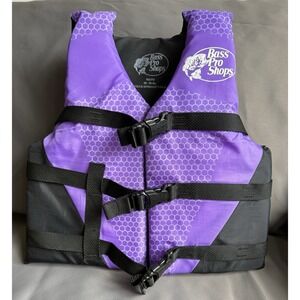 Bass Pro Shops Water Ski Vest Floatation Aid Type lll PFD Youth 50-90 lbs Purple